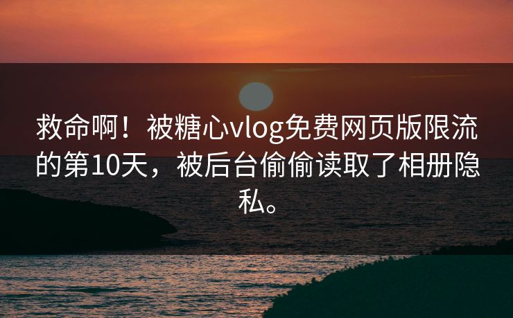 救命啊！被糖心vlog免费网页版限流的第10天，被后台偷偷读取了相册隐私。